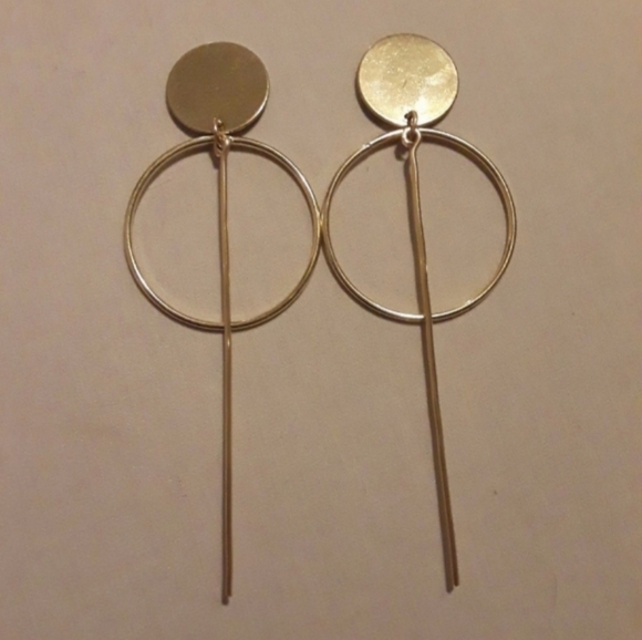 Anthropologie Gold Hoop Bar Earrings